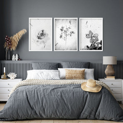Greyscale Botanical Bedroom Wall Art Set of 3