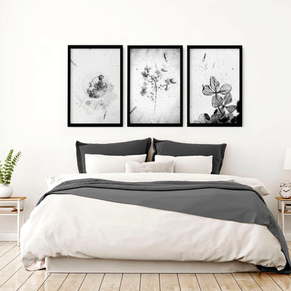 Greyscale Botanical Bedroom Wall Art Set of 3