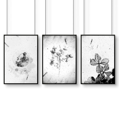 Greyscale Botanical Bedroom Wall Art Set of 3