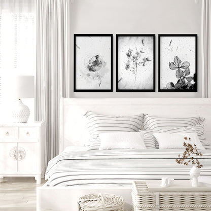 Greyscale Botanical Bedroom Wall Art Set of 3