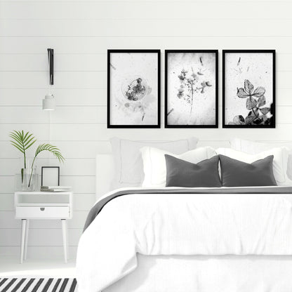 Greyscale Botanical Bedroom Wall Art Set of 3