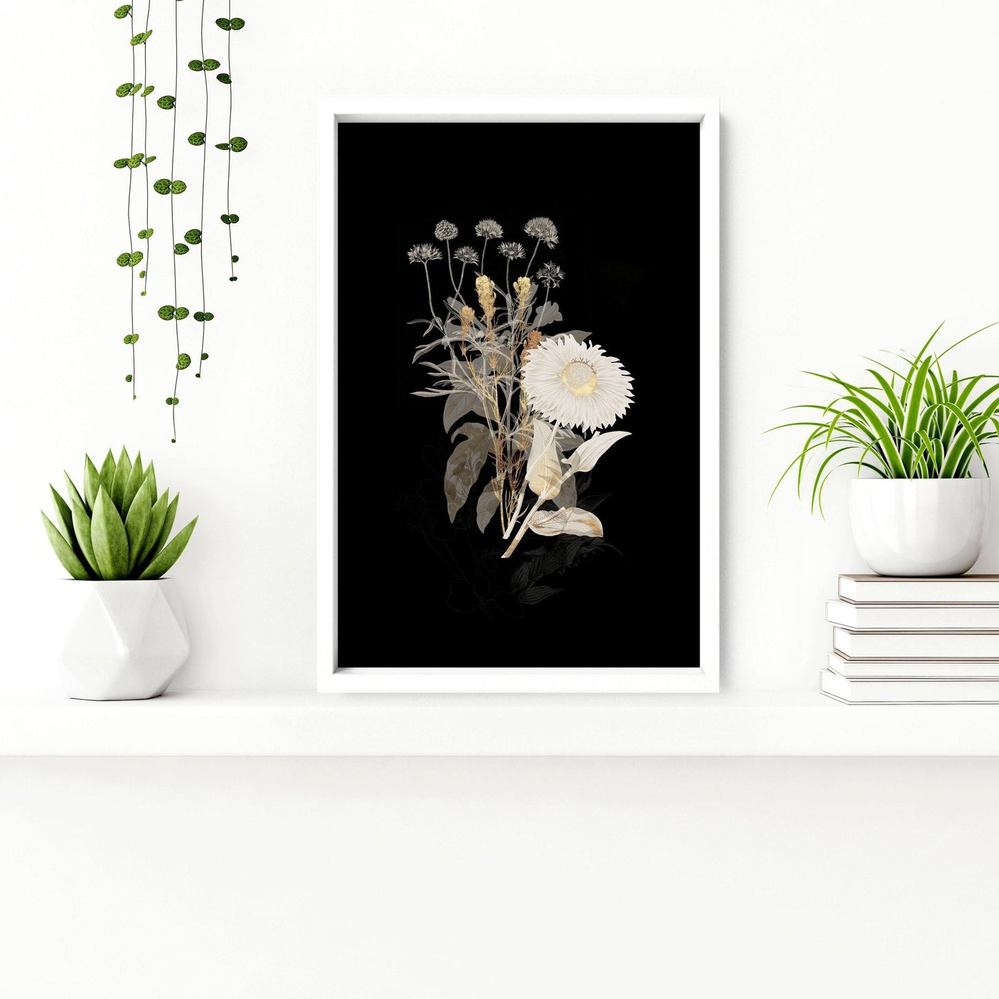 Gold Botanical Bathroom Wall Art Set of 3
