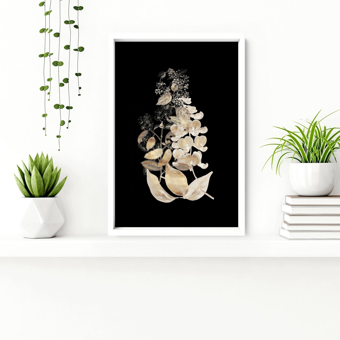 Gold Botanical Bathroom Wall Art Set of 3