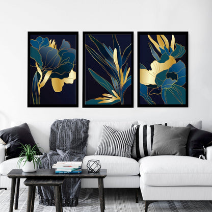 Teal Living Room Wall Art Set of 3