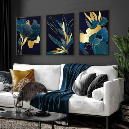 Teal Living Room Wall Art Set of 3