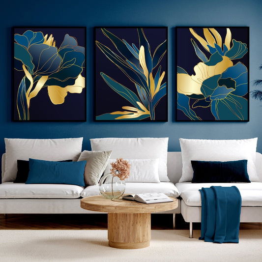Teal Living Room Wall Art Set of 3