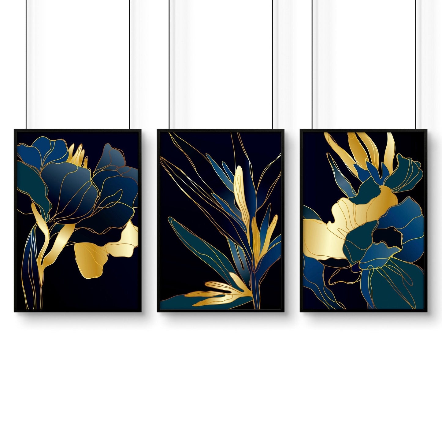 Teal Living Room Wall Art Set of 3