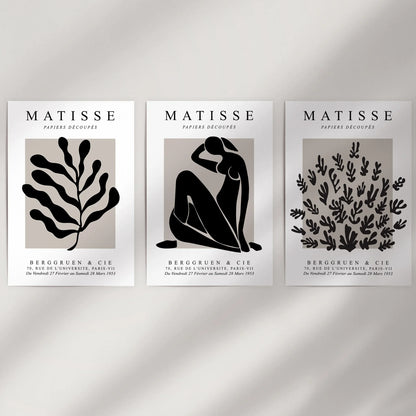 Matisse Posters Set of 3. Minimalist Botanical, Figure Prints